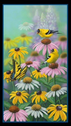 Elizabeth Studio - Curious Visitor - 24' Yellow Finch Panel, Black