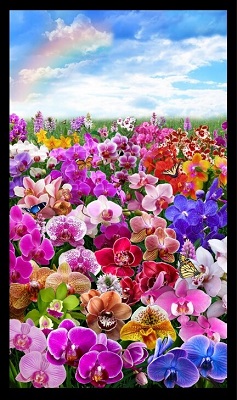 Elizabeth Studio - Digital Gardens - 24' Orchids Panel, Black