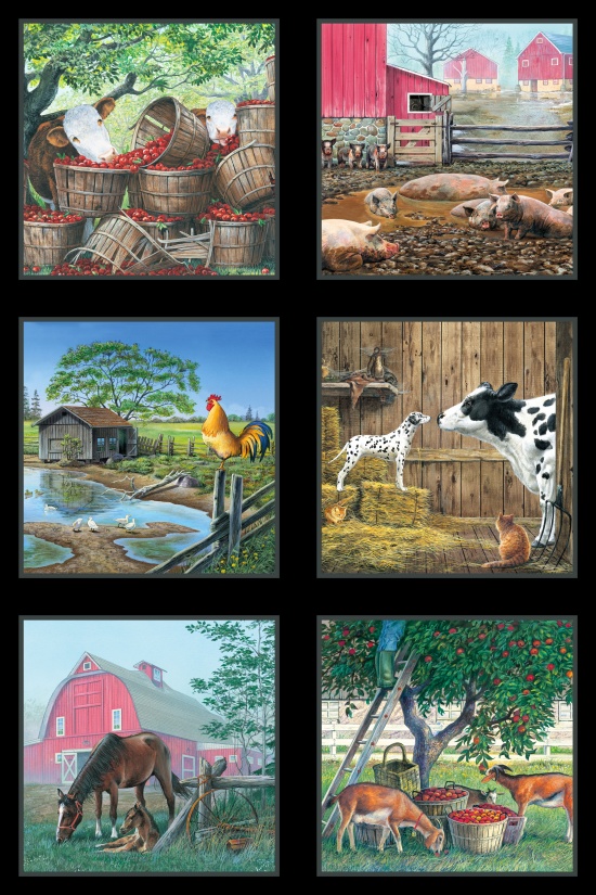 Elizabeth Studio - Farm Life - 24' Panel 6.5' Blocks, Black