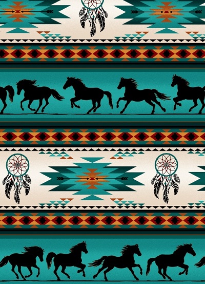 Elizabeth Studio - Tucson 2 - Horses Striped, Turquoise