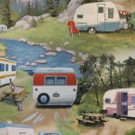 Elizabeth Studio - Vintage Trailers - Camping At The Creek Landscape, Multi
