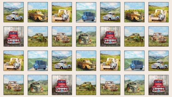 Elizabeth Studio - Vintage Trucks - 24' Panel, Cream