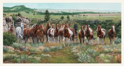 Elizabeth Studio - Wild and Free - 24' Horse Panel, Multi