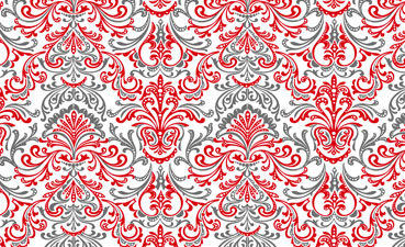 Exclusively Quilters - Bellissima - Damask, Red/Gray
