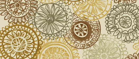 Exclusively Quilters - Chablis - Floral Circle Sketch, Cream