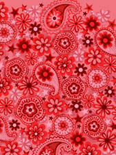 Exclusively Quilters - Emily's Artful Days - Paisleys & Posies, Red