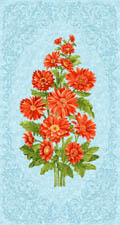 Exclusively Quilters - Simply Daisies - 24' Poppy Panel, Sky Blue