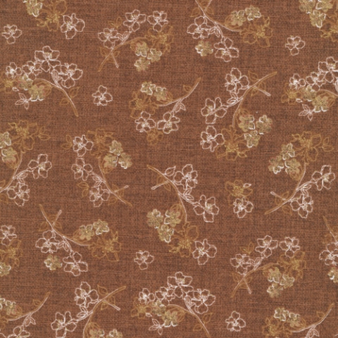 Fabri-Quilt - Topaz - Etched Floral, Brown
