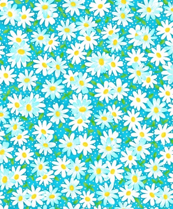 Fabric Traditions - Keepsake Calico - Packed Daisies, Teal