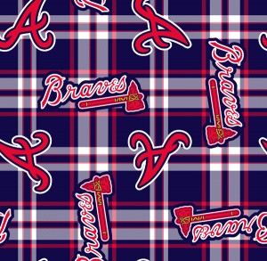 Fabric Traditions - MLB Fleece - Atlanta Braves - Plaid, Navy