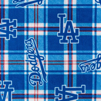 Fabric Traditions - MLB Fleece - Los Angeles Dodgers - Plaid, Blue