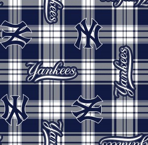 Fabric Traditions - MLB Fleece - New York Yankees - Plaid, Navy