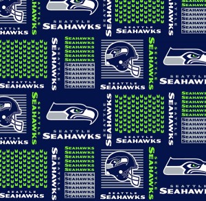 Fabric Traditions - NFL - Seattle Seahawks - Blocks, Navy/Green