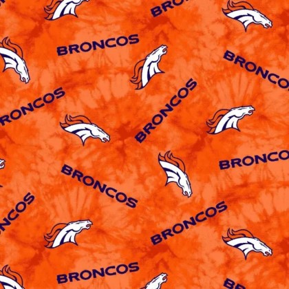 Fabric Traditions - NFL Flannel - 43' Denver  Broncos, Tie Dye Orange