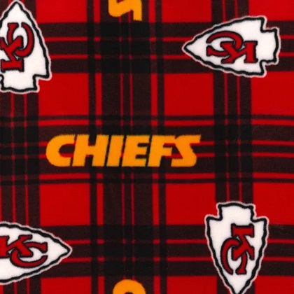 Fabric Traditions - NFL Fleece - Kansas City Chiefs, Plaid Red