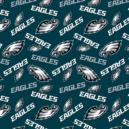 Fabric Traditions - NFL Fleece - Philadelphia Eagles - Double Words, Green
