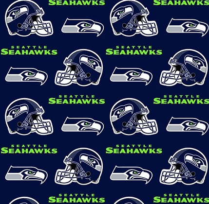Fabric Traditions - NFL Fleece - Seattle Seahawks, Helmets, Navy/Green