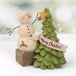 Figurine - Merry Christmas Snowman w/Tree