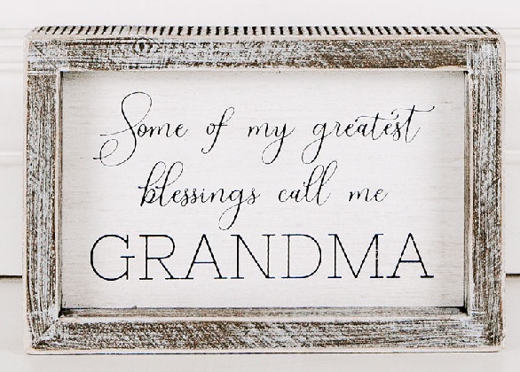 Framed Wooden Sign - Blessings Grandma, White & Black