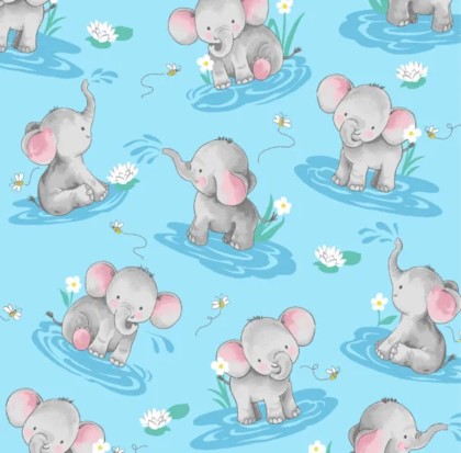 Freckle + Lollie - Little Darlings - Elephant Water Frolic, Blue