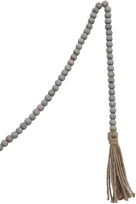 Garland - Jute & Wood Beads 6', Grey