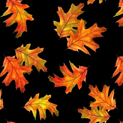 Henry Glass - Autumn Splendor - Tossed Leaves, Black