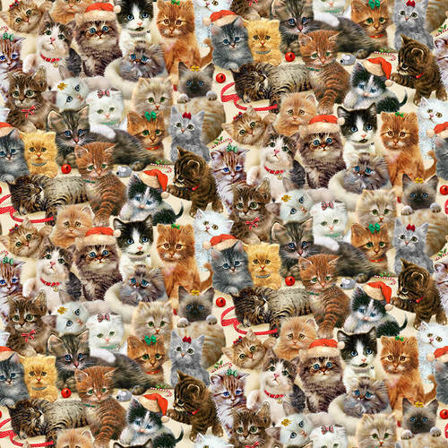 Henry Glass - Fireside Kittens - Packed Kittens Allover, Multi