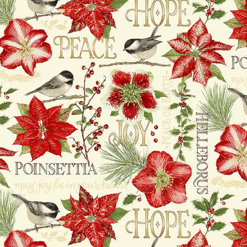 Henry Glass - Holiday Botanical - Flowers and Birds, Multi