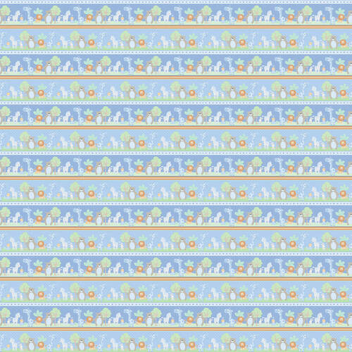 Henry Glass - Little Peepers Flannel - Animal Stripe, Blue