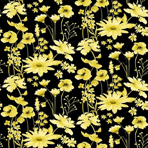 Henry Glass - Misty Morning - Yellow Daisy, Black