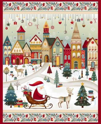 Henry Glass - Nordic Holiday - 36' Santa Scenic Panel, Multi