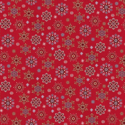 Henry Glass - Nordic Holiday - Snowflakes, Red
