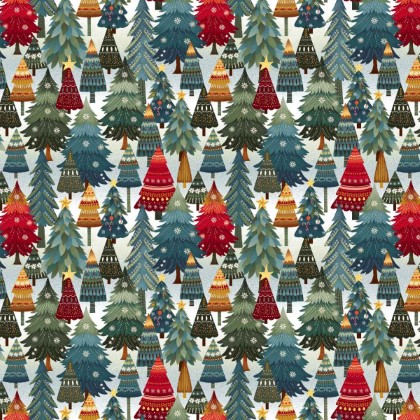 Henry Glass - Nordic Holiday - Stacked Trees, Ice Blue