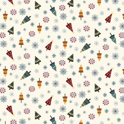 Henry Glass - Nordic Holiday - Tossed Trees, Cream