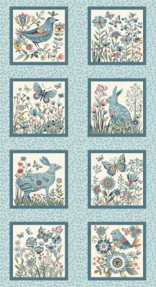 Henry Glass - Norwegian Forest - 24' Forest Blocks Panel, Pale Blue