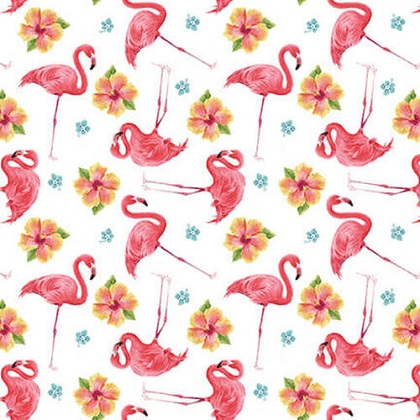 Henry Glass - Pink Paradise - Small Tossed Flamingos, Pink