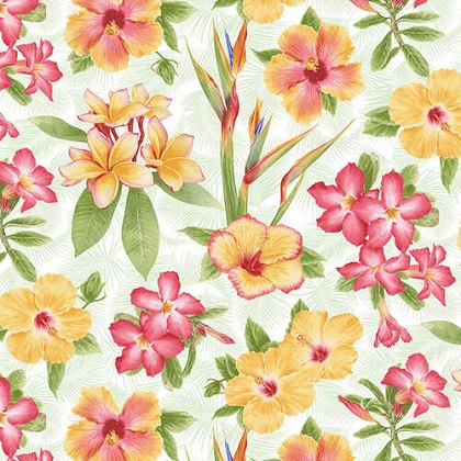 Henry Glass - Pink Paradise - Tossed Tropical Flowers, Multi