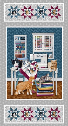 Henry Glass - Quilted Kitties - 24' Kitties Panel, Gray