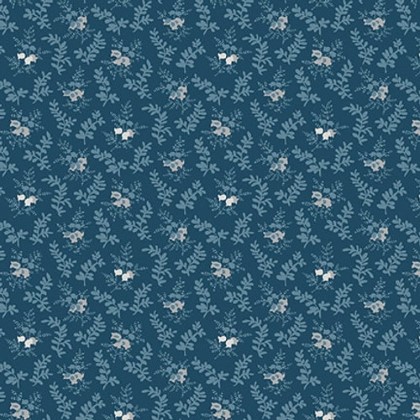 Henry Glass - Quilted Kitties - Small Foliage, Midnight Blue