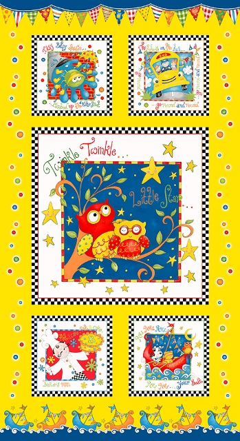 Henry Glass - Rhyme Time - 24' Quilt Panel, Yellow