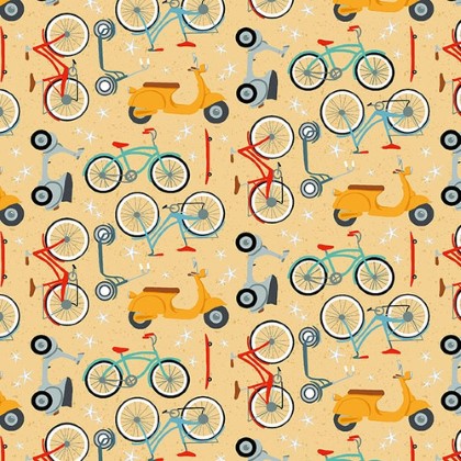 Henry Glass - Surf's Up - Scooters and Bicycles, Yellow