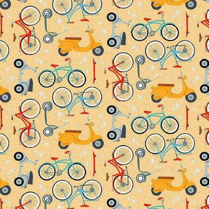 Henry Glass - Surf's Up - Scooters and Bicycles, Yellow