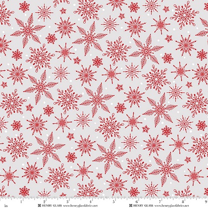 Henry Glass - Tailgate Traditions - Red Snowflakes, Gray