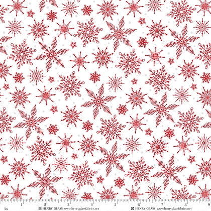 Henry Glass - Tailgate Traditions - Red Snowflakes, White