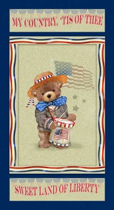 Henry Glass - Teddy's America - 24' Teddy Bear Panel, Navy