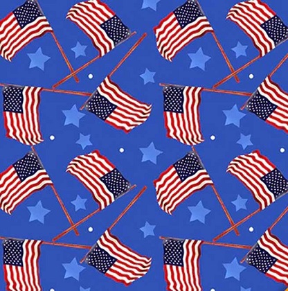 Henry Glass - Teddy's America - Tossed Flag, Royal