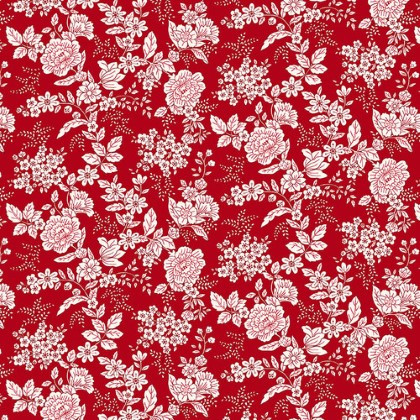 Henry Glass - Tranquility - Floral Design, Brick Red
