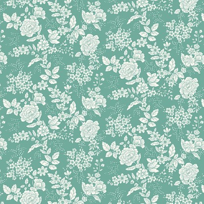 Henry Glass - Tranquility - Floral Design, Dark Aqua