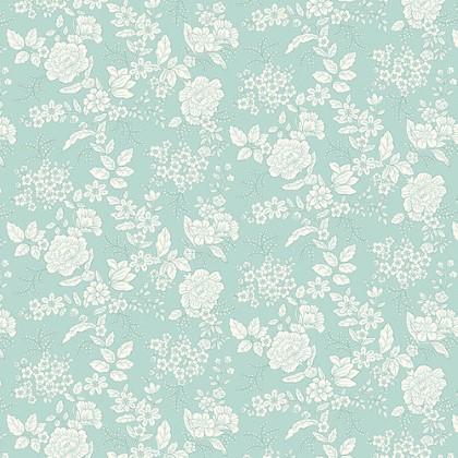 Henry Glass - Tranquility - Floral Design, Light Aqua