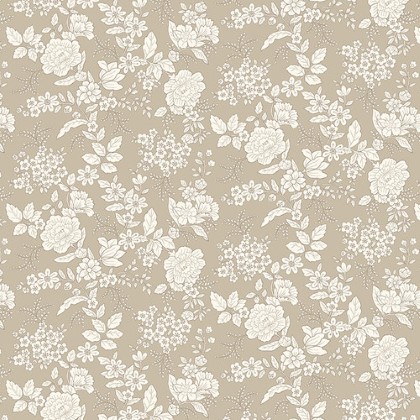 Henry Glass - Tranquility - Floral Design, Taupe/Gray
